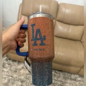 Blue and Brown Rhinestone Tumbler Los Angeles Dodgers Bling Colossal 46 Oz New